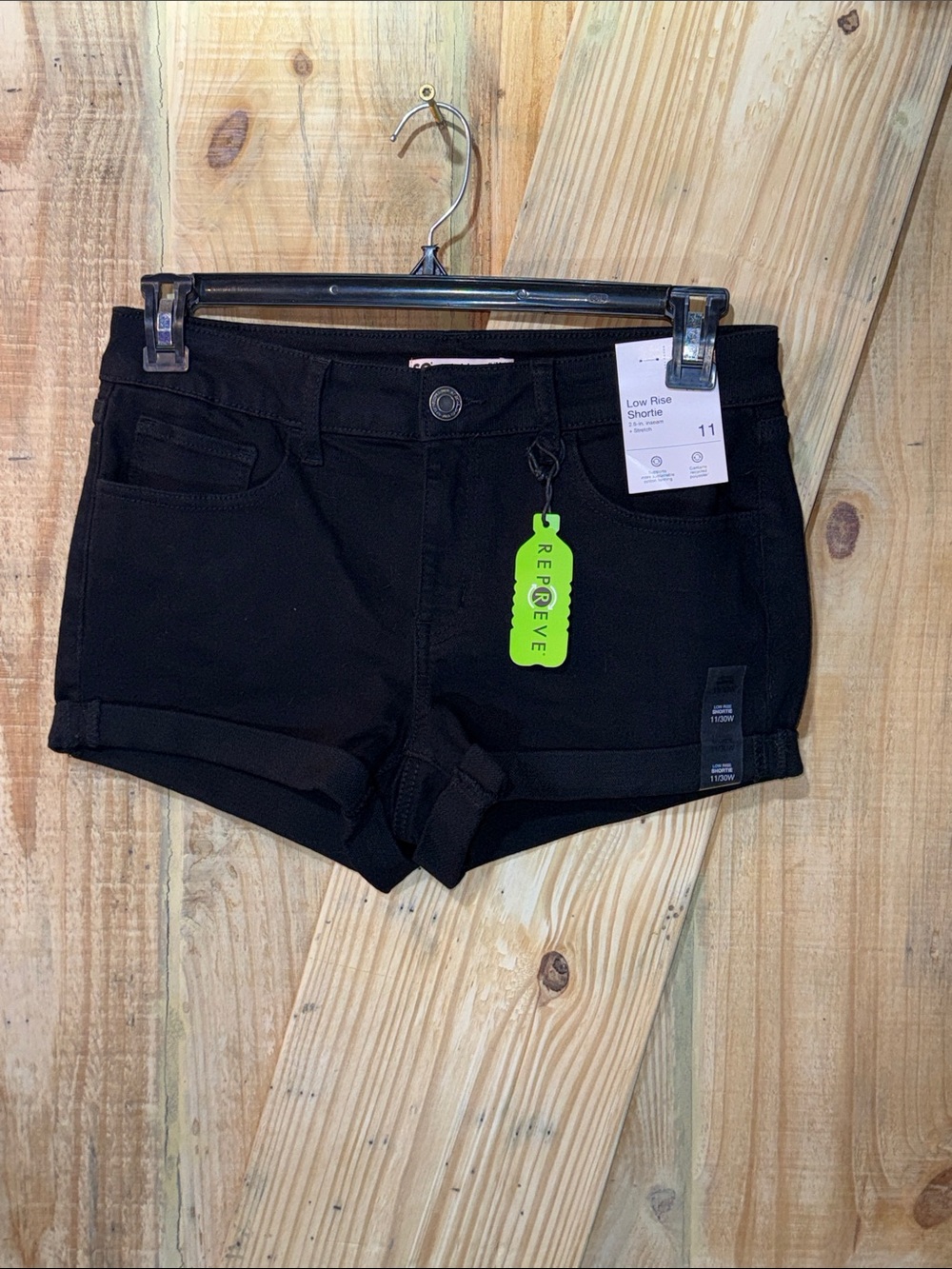 SO Black Low-Rise Cuffed Denim Shorts